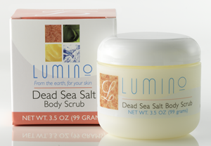 Lumino Dead Sea Salt body scrub package